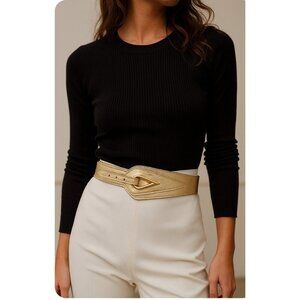 Calleron Adjustable Belt Women's Gold Leather Size M